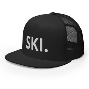 SKI. Black Trucker Cap